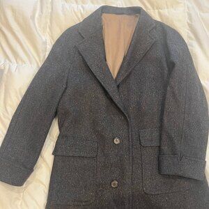 Herringbone Confetti Wool Winter Jacket - Mens L - Tailored in Finland